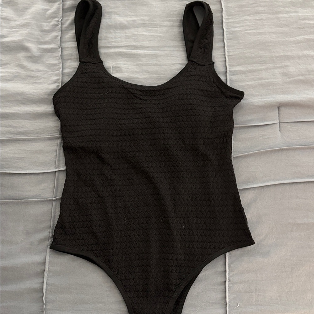 Black Textured Swimsuit